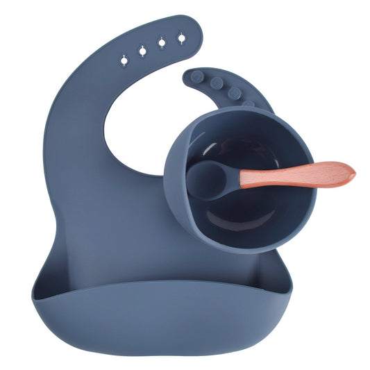 Baby Esslern-Set aus Silikon mit Lätzchen & Löffel