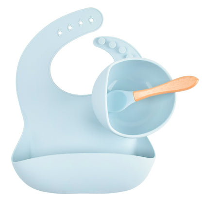 Baby Esslern-Set aus Silikon mit Lätzchen & Löffel